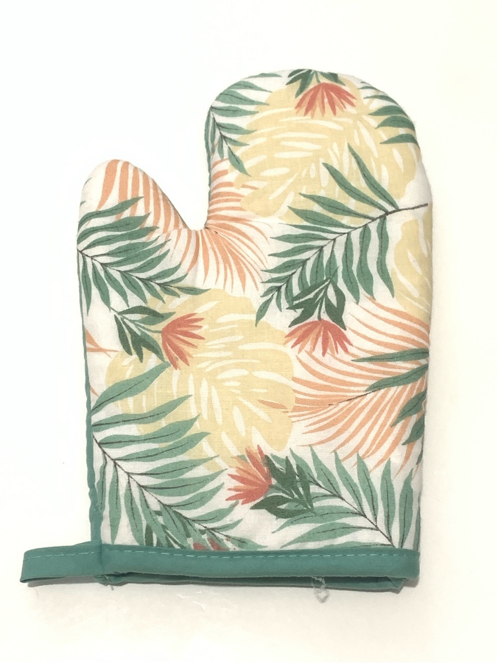 Tropical Leaf Oven Mitt in Green and Cream